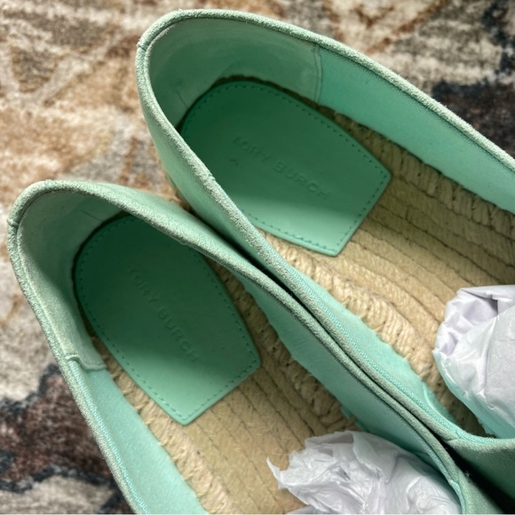 Tory Burch Everly Platform Soft Aqua Royal Suede Espadrilles - Picture 7 of 9